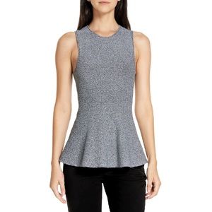 Theory Classic Peplum Black & White Glossed Top